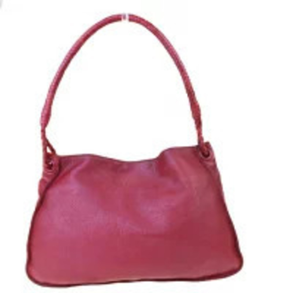 Bottega Veneta Intrecciato Shoulder Bag Red Leather